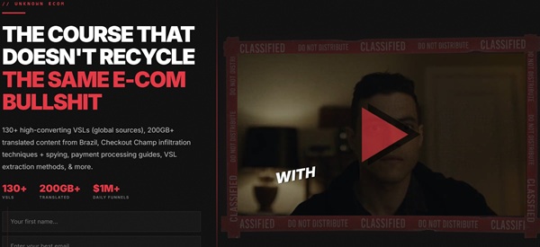 [Group Buy] UNKNOWN ECOM 2026 - The Course That Doesn't Recycle The Same E-Com Bullshit